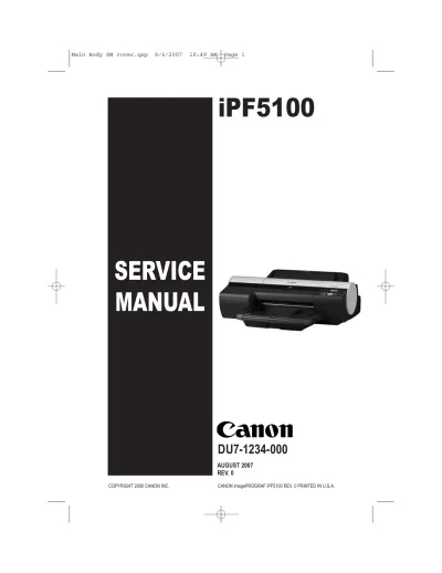 Preview: Canon imagePROGRAF iPF5100 Service Manual (P/N DU7-1234-000)