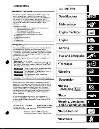 2002-2006 Acura RSX repair and service manual