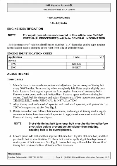 2000–2005 Hyundai Accent GS, GL, and GT Service & Repair Manual – preview page 1