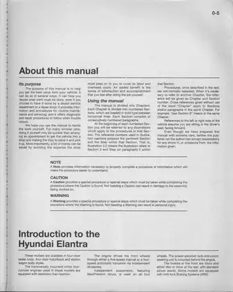 1996-2001 Hyundai Elantra service manual Preview image 2