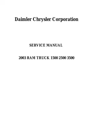 2003 Dodge RAM Truck 1500, 2500, 3500 service manual