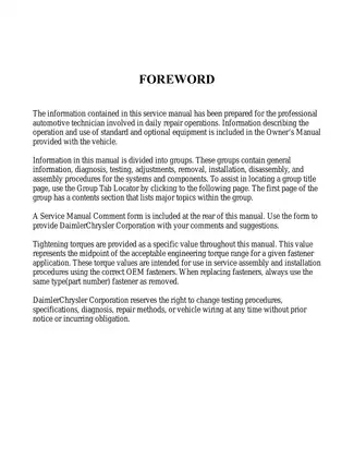 2001 Dodge Dakota service manual Preview image 2