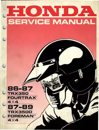 Honda FourTrax Foreman TRX350 Service Manual - Comprehensive Guide for Maintenance and Repair (1987-1989)