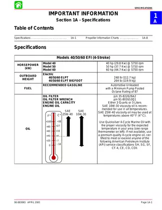 Mercury 40 hp, 50 hp, 60 hp EFI outboard motor manual Preview image 1