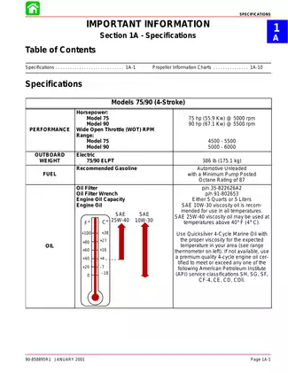 2000-2009 Mercury 75 hp, 90 hp outboard motor manual Preview image 1