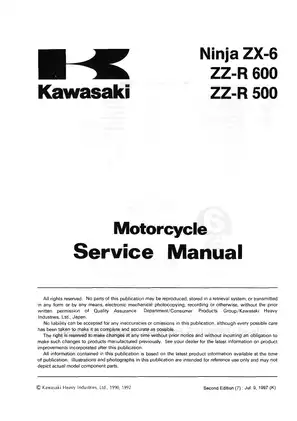 1990-2005 Kawasaki Ninja ZX-6, ZZ-R600, ZZ-R500, ZX500, ZX600 motorcycle service manual Preview image 3