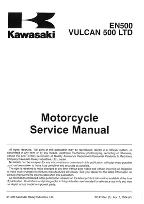 Kawasaki 1996-2005 Kawasaki EN500 Vulcan 500 LTD service manual manual preview page 3 - thumbnail