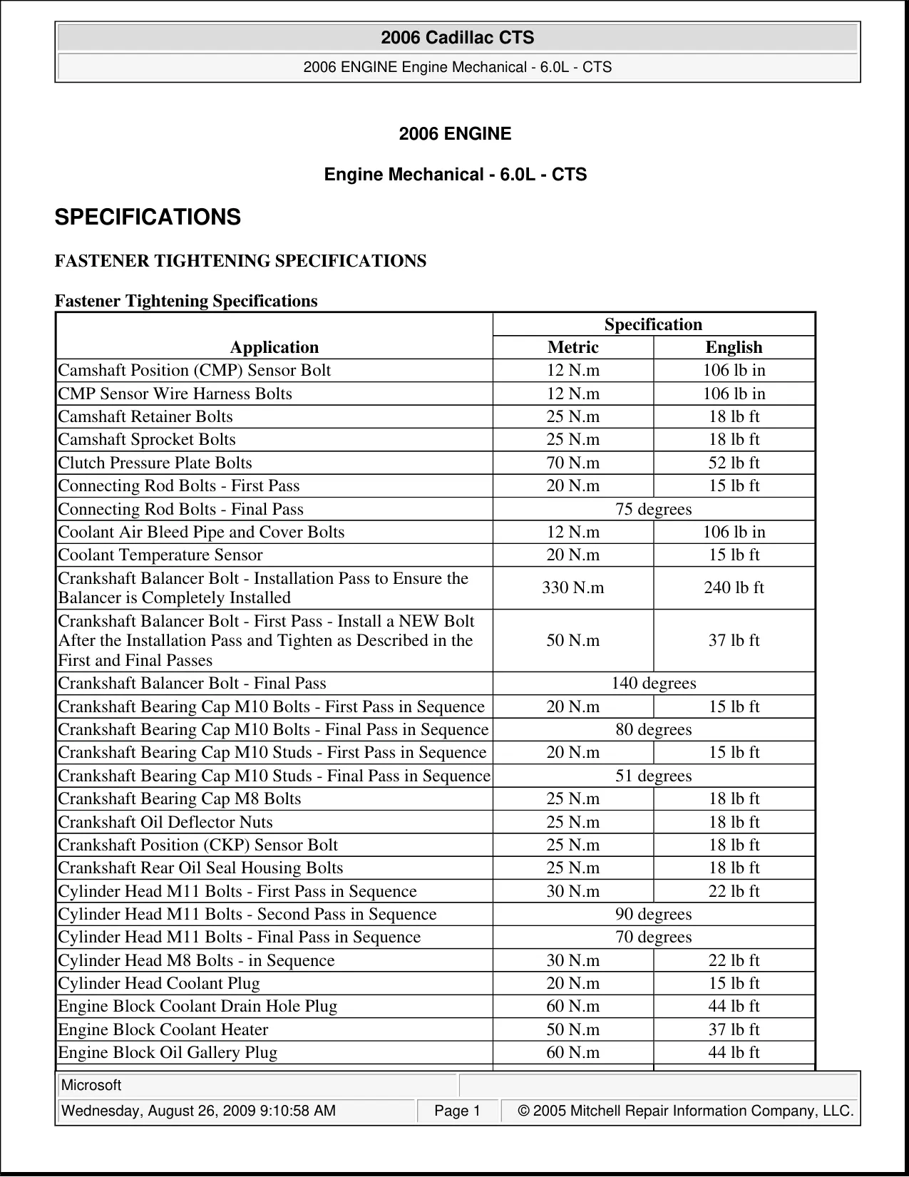 2006-2007 Cadillac CTS, CTS-V repair manual