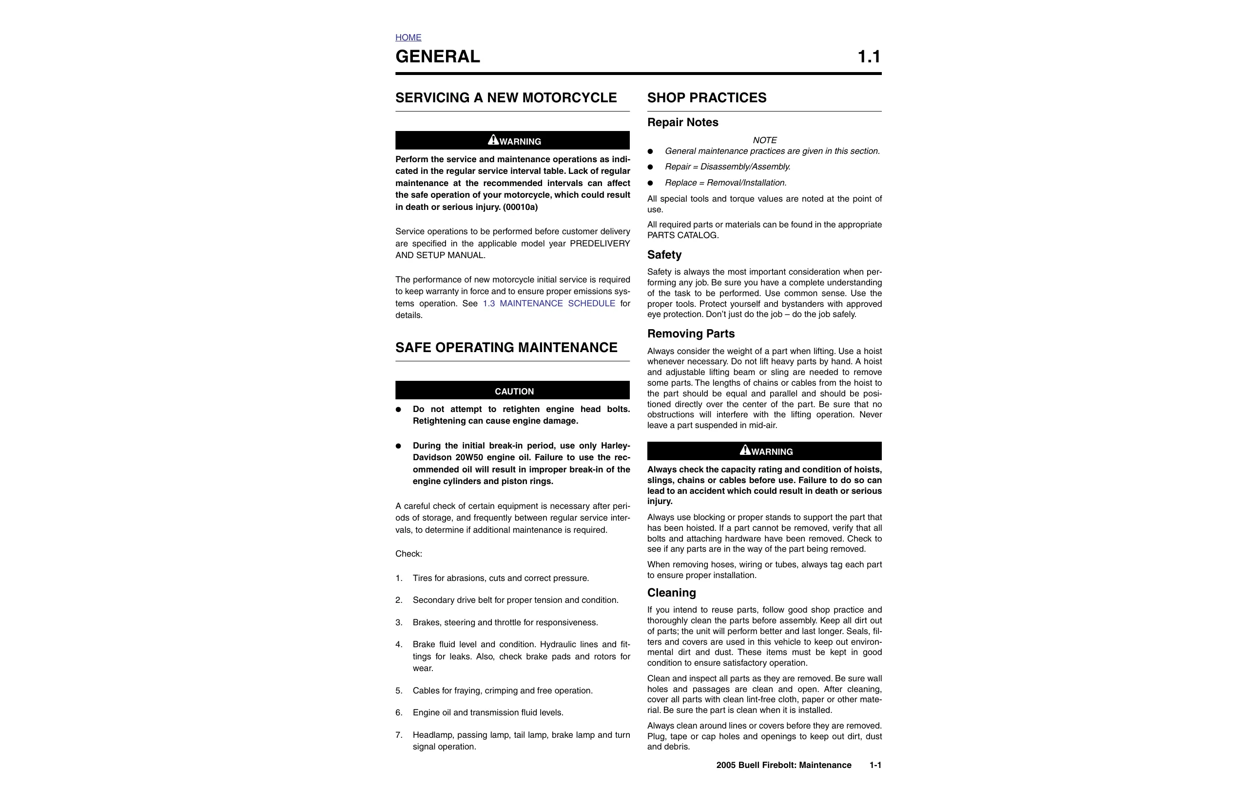 2005 Buell Firebolt XB9R, XB12R repair manual