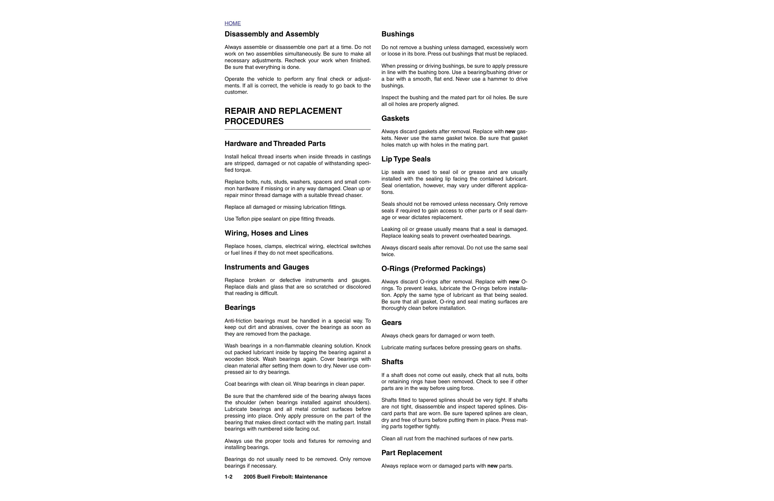 2005 Buell Firebolt XB9R, XB12R repair manual Preview image 2