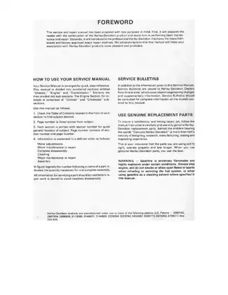 Harley Davidson 1973-1978 Harley-Davidson Electra-Super Glide FL, FLH, FX, FXE, FXS service manual manual preview page 2 - thumbnail