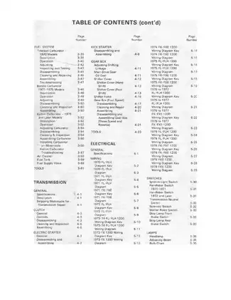 Harley Davidson 1973-1978 Harley-Davidson Electra-Super Glide FL, FLH, FX, FXE, FXS service manual manual preview page 5 - thumbnail