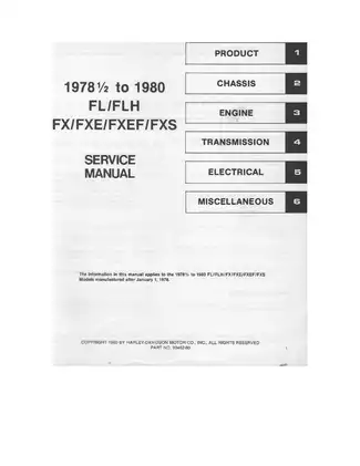 1978-1980 Harley-Davidson Electra Glide, Super Glide FL, FLH, FX, FXE, FXS, FXEF service manual Preview image 4