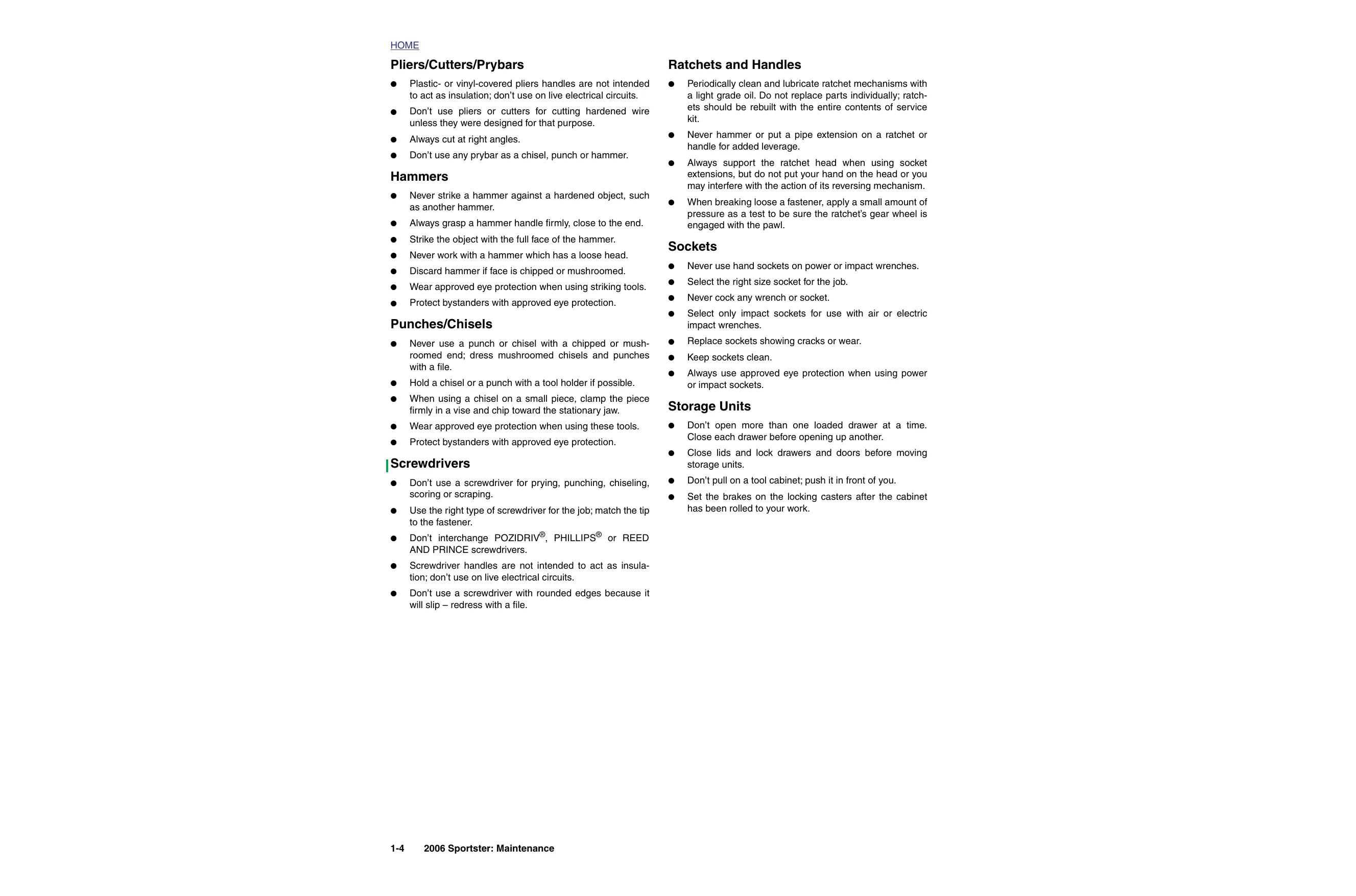 2006 Harley-Davidson Sportster XLH, XL-883, XL-1200 repair manual Preview image 4