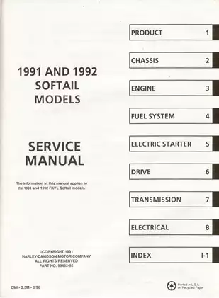 1991-1992 Harley Davidson Softail (all models) service manual Preview image 3