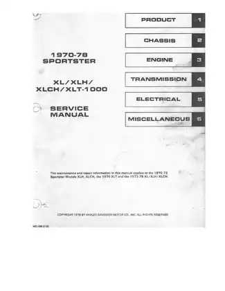 1970-1978 Harley-Davidson Sportster XLH, Sportster XL, Sportster XLCH, Sportster XLT-1000 repair manual Preview image 3