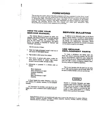 1961-1974 Harley-Davidson Sprint C, Sprint H, Sprint SS, Sprint SX service manual Preview image 2