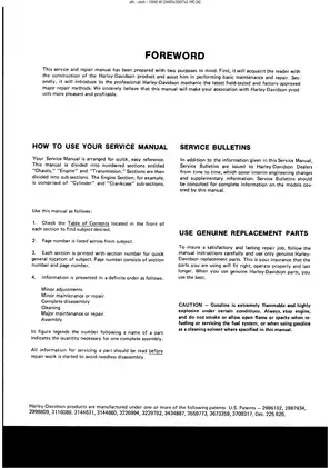 1979 Harley-Davidson Sportster XLH 1000, XLCH 1000 service manual Preview image 4