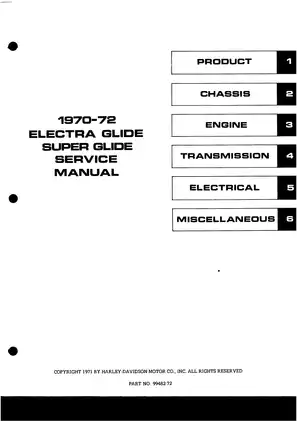 1970-1972 Harley-Davidson Electra-Super Glide FL, FLH, FX, FXE, FXS service manual Preview image 3