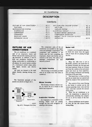 1978 Nissan Datsun 280Z, S30 series air conditioning manual Preview image 2