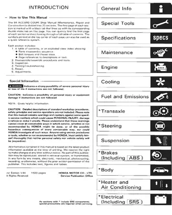 1994-1997 Honda Accord service, repair manual Preview image 1