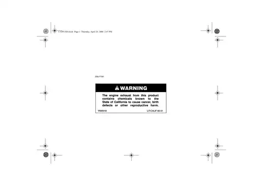 2004-2007 Yamaha Kodiak 450 4X4 YFM450GW owners manual Preview image 2