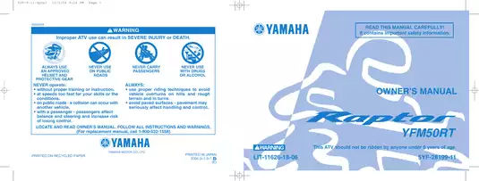 2004-2008 Yamaha Raptor 50, YFM50 manual Preview image 1