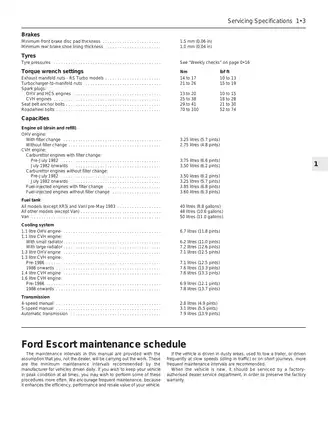 Ford Escort Comprehensive Service Manual (1985-1988) Preview image 3