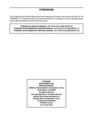 2007-2009 Yamaha Big Bear 250 YFM250 service manual Preview image 2