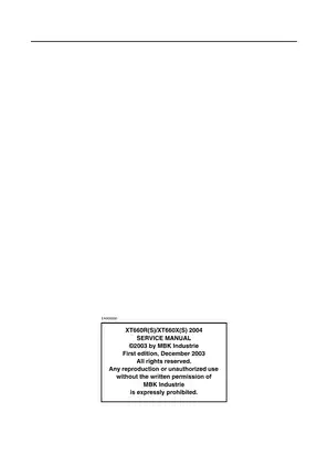 Yamaha XT660R/XT660X 2004 Service Manual - Comprehensive Repair & Maintenance Guide Preview image 3