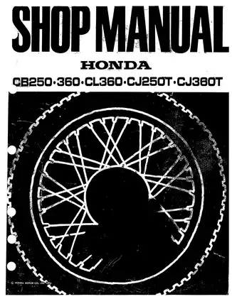 Honda CB Series Service Manual: CB250, CB360, CL360 & CJ250T/CI360T