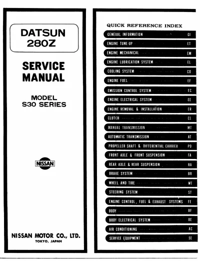 Preview: 1977 Nissan Datsun 280Z Service Manual (P/N SM7E-0S30U0)