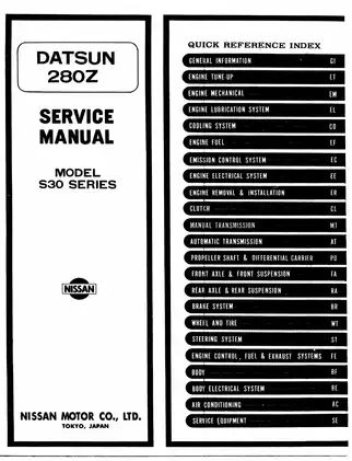 1977 Nissan Datsun 280Z models, S30 series service manual Preview image 1