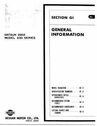 Datsun 280Z (1977) Service Manual | S30 Series Quick Reference Guide Preview image 3