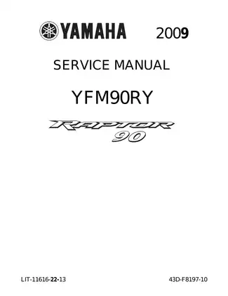 2009 Yamaha Raptor 90 YFM90 ATV service manual Preview image 1