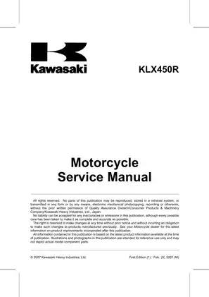 2008 Kawasaki KLX450R service manual Preview image 5
