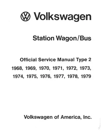 Official 1968-1979 VW Volkswagen T2 Station Wagon/Bus service manual Preview image 3