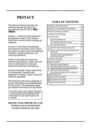 Kymco MXU 250, MXU 300 ATV repair manual Preview image 2