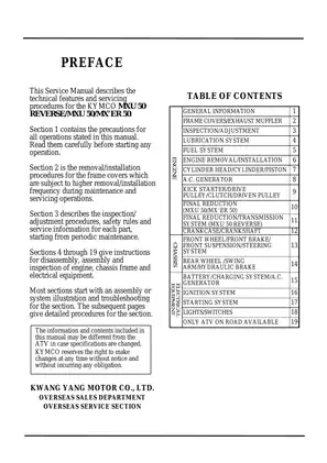 KYMCO MXU 50 Service Manual - Comprehensive Guide for Optimal ATV Maintenance Preview image 2