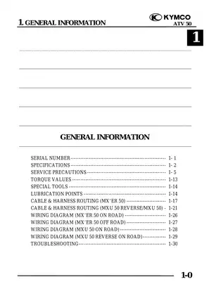 Kymco MXU 50 ATV service manual Preview image 3