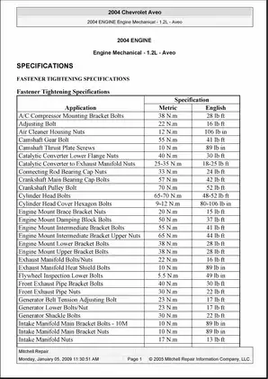 2002-2010 Chevrolet Aveo repair manual