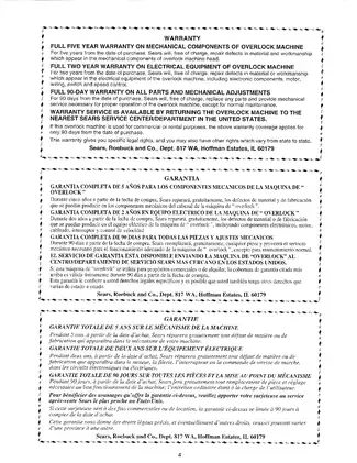 Sears Overlock Machine Model No. 385.16644 Owner's Manual Preview image 5