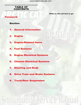 2007 Arctic Cat 4-Stroke Snowmobiles Service Manual - Detailed Guide for Repair and Maintenance Preview image 2