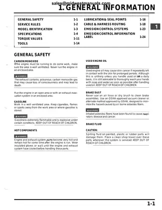 1999-2002 Honda 400EX ATV service manual Preview image 5