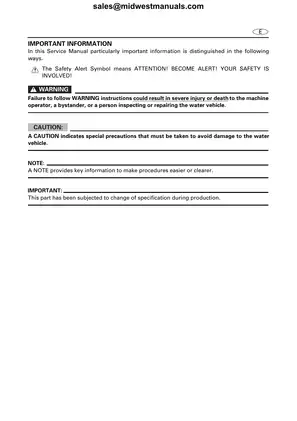 2001-2004 Yamaha XL800, XLT800 Waverunner service manual Preview image 3