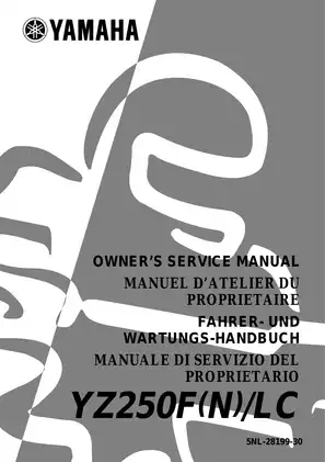 2001-2006 Yamaha YZ250F(N)/LC, YZ250 owner´s service manual