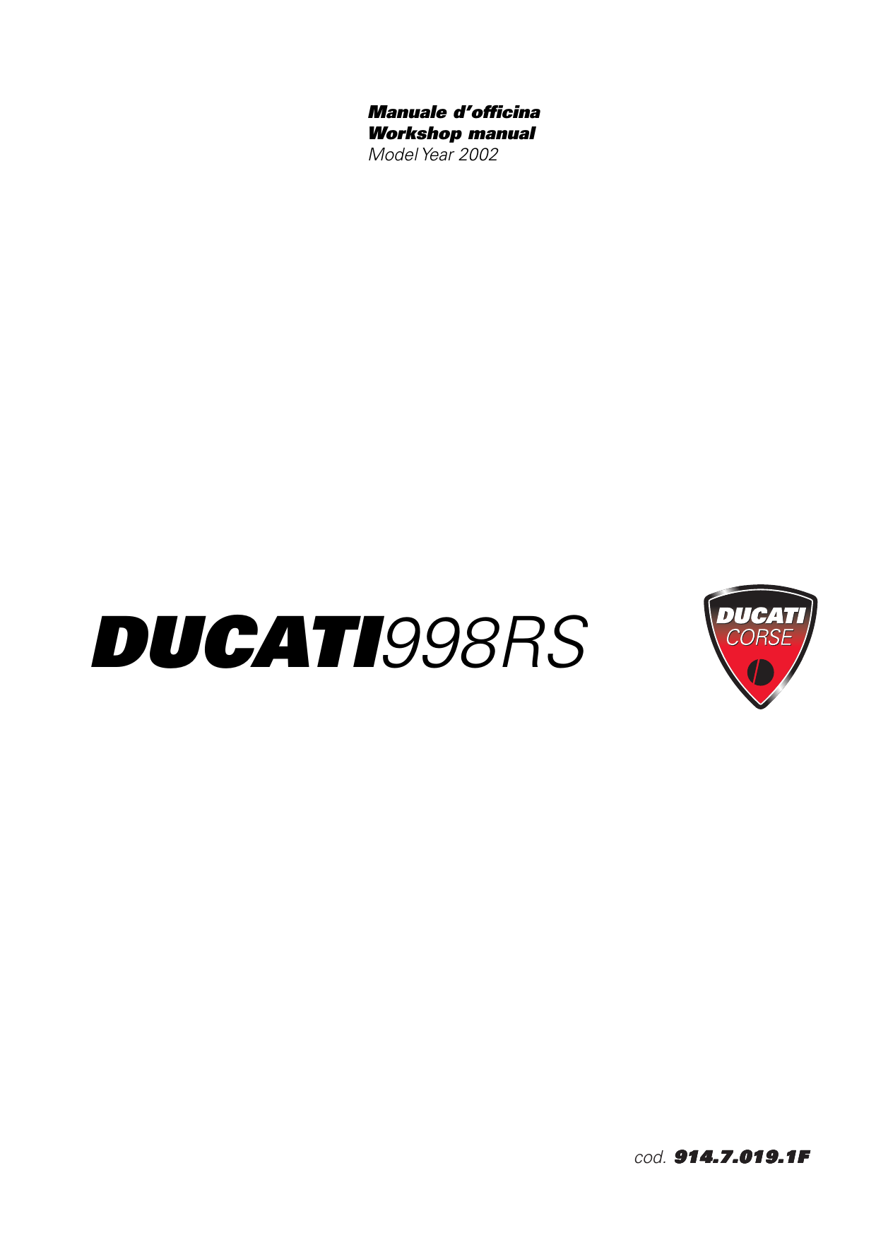2002-2004 Ducati 998, 998R, 998S workshop manual Preview image 1