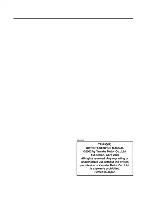 Yamaha TT-R90(R) Owner’s Service Manual - Comprehensive Guide Preview image 2