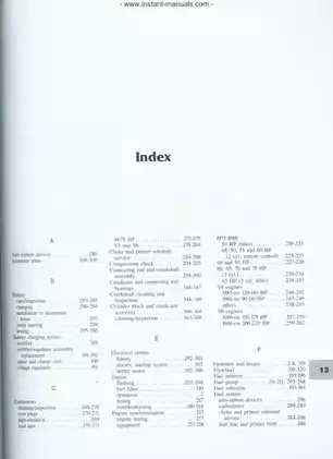 1973-89 Johnson Evinrude 48 hp - 235 hp outboard engine manual Preview image 1