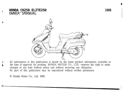 Preview: 1986 Honda CH250 Elite250 Owner's Manual (P/N 31KM1610)